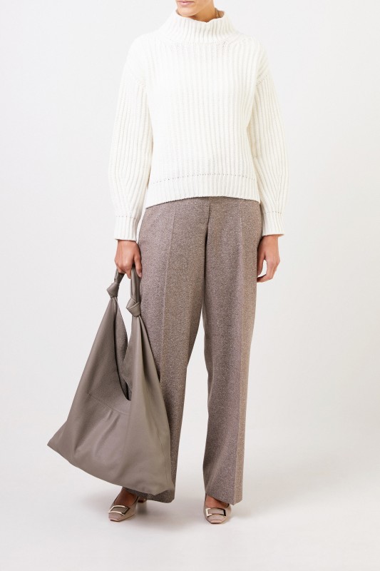 Cashmere-Pullover 'Savrine' mit Turtleneck Ecru