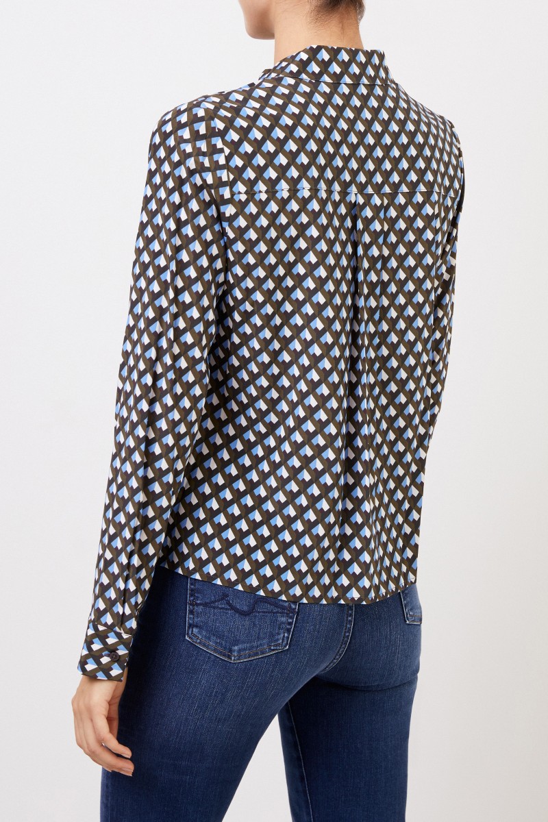 Steffen Schraut Gemusterte Seidenbluse mit Bindedetail Multi