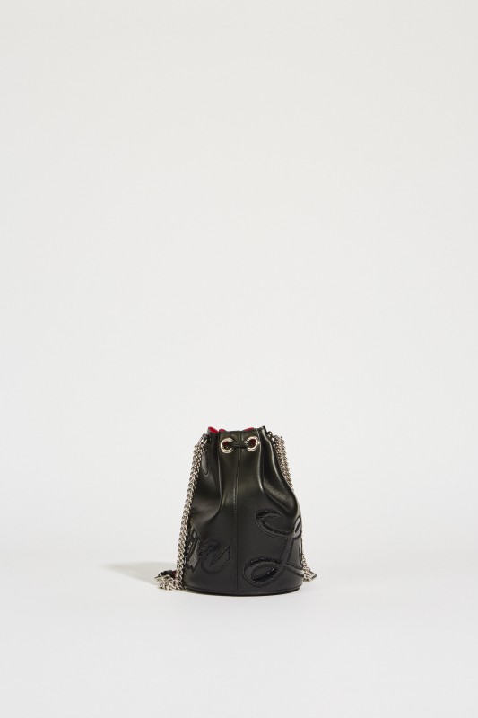 Leder-Beuteltasche 'Marie Jane' Schwarz