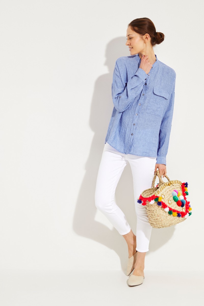 Oversize Leinenbluse 'Sandyl' Blau