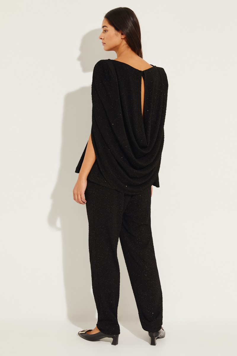 Top mit Glitzerdetails Schwarz
