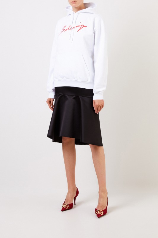 Balenciaga Oversize Hoodie mit Logo Weiß/Rot