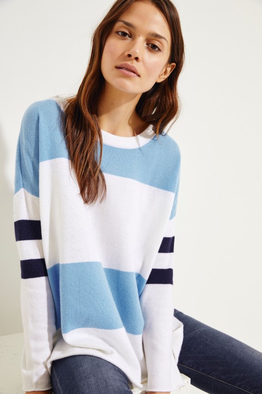 Tricolor Cashmere-Pullover Multi
