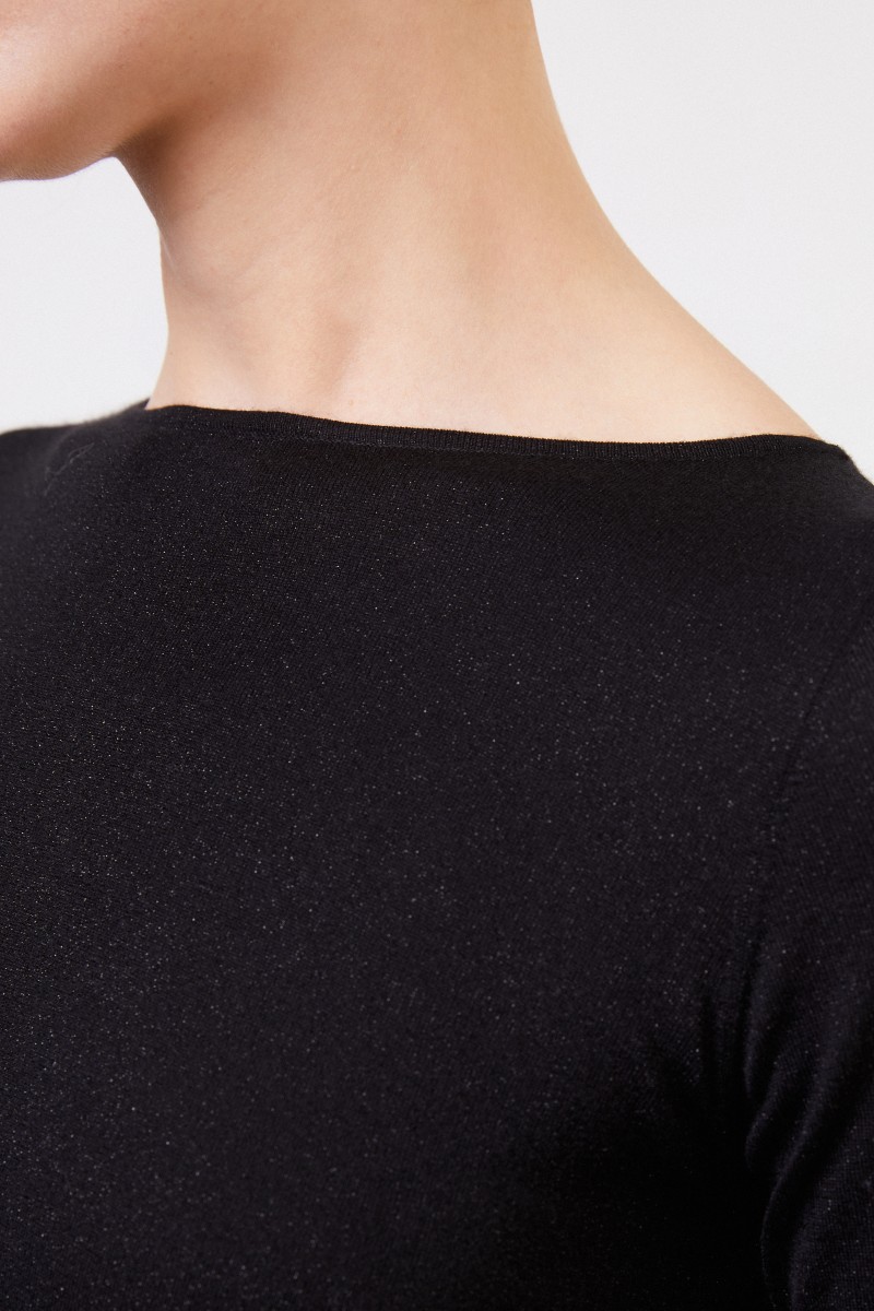 Brunello Cucinelli Feiner Alpaca-Pullover mit Lurexdetails Schwarz