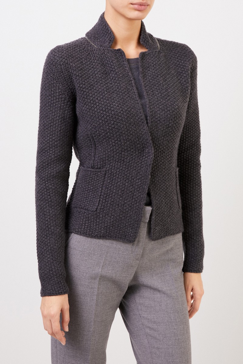 Fabiana Filippi Woll-Seiden-Blazer mit Perlenverzierung Grau