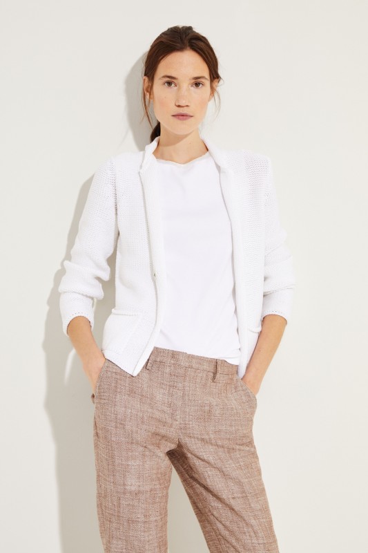 Strickblazer mit Druckknopfverschluss Weiß