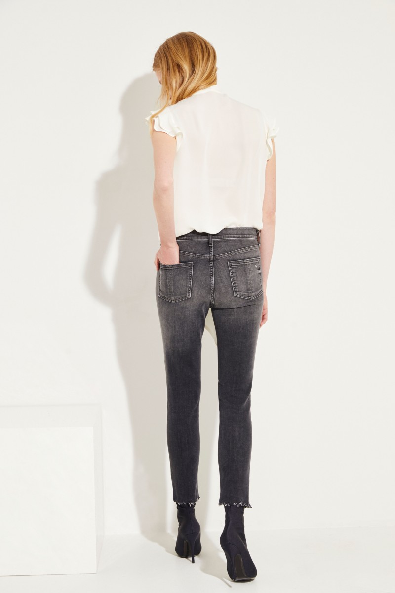High Rise Skinny Jeans Grau