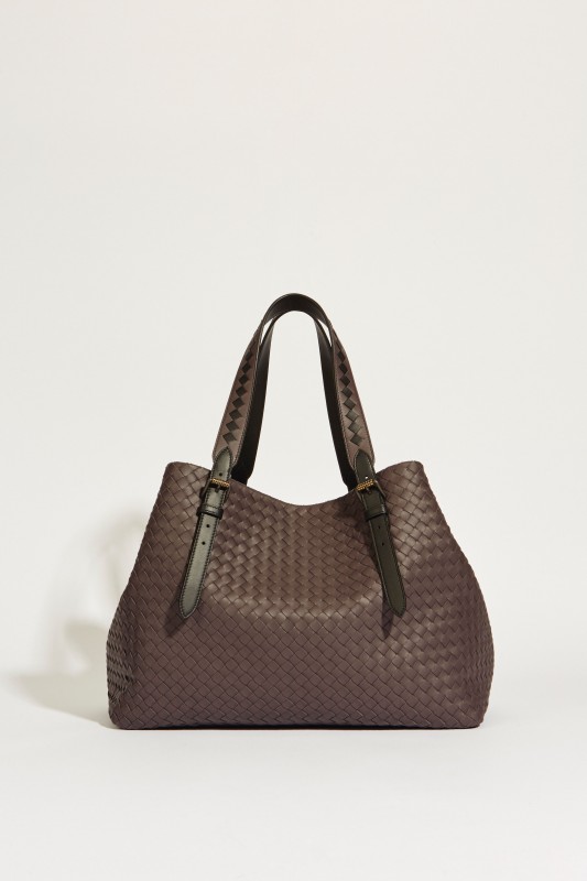 Geflochtener Leder-Shopper 'Tote' Braun