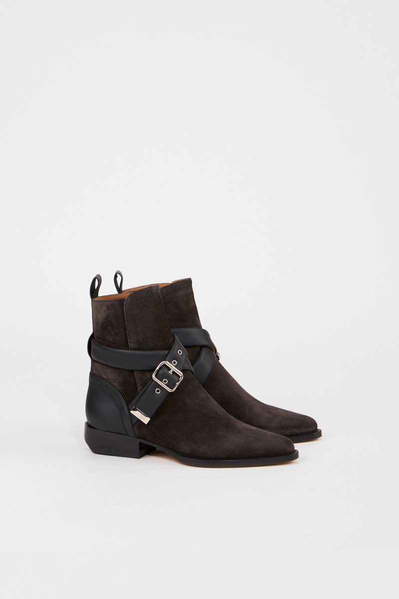 Chloé Veloursleder-Ankle-Boots 'Verbania' Anthrazit