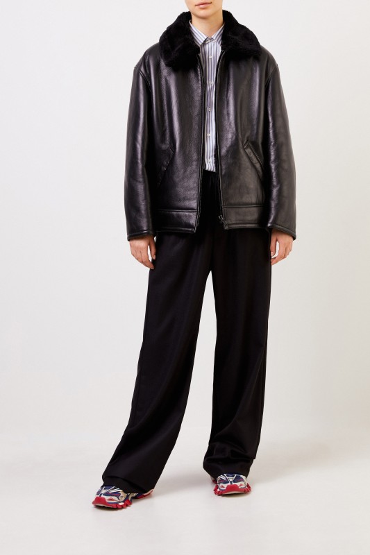 Balenciaga Klassische Lammfelljacke Schwarz