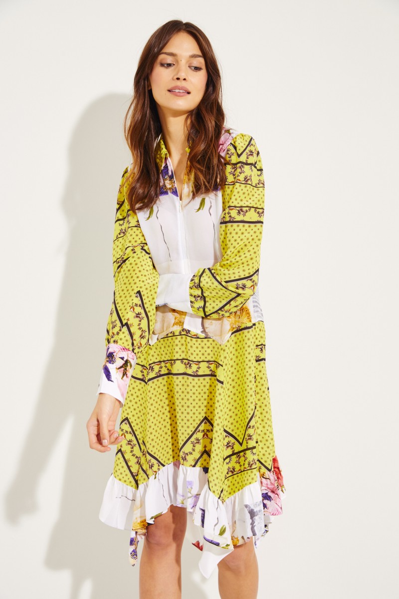 Hemdblusen-Seidenkleid mit Print Multi