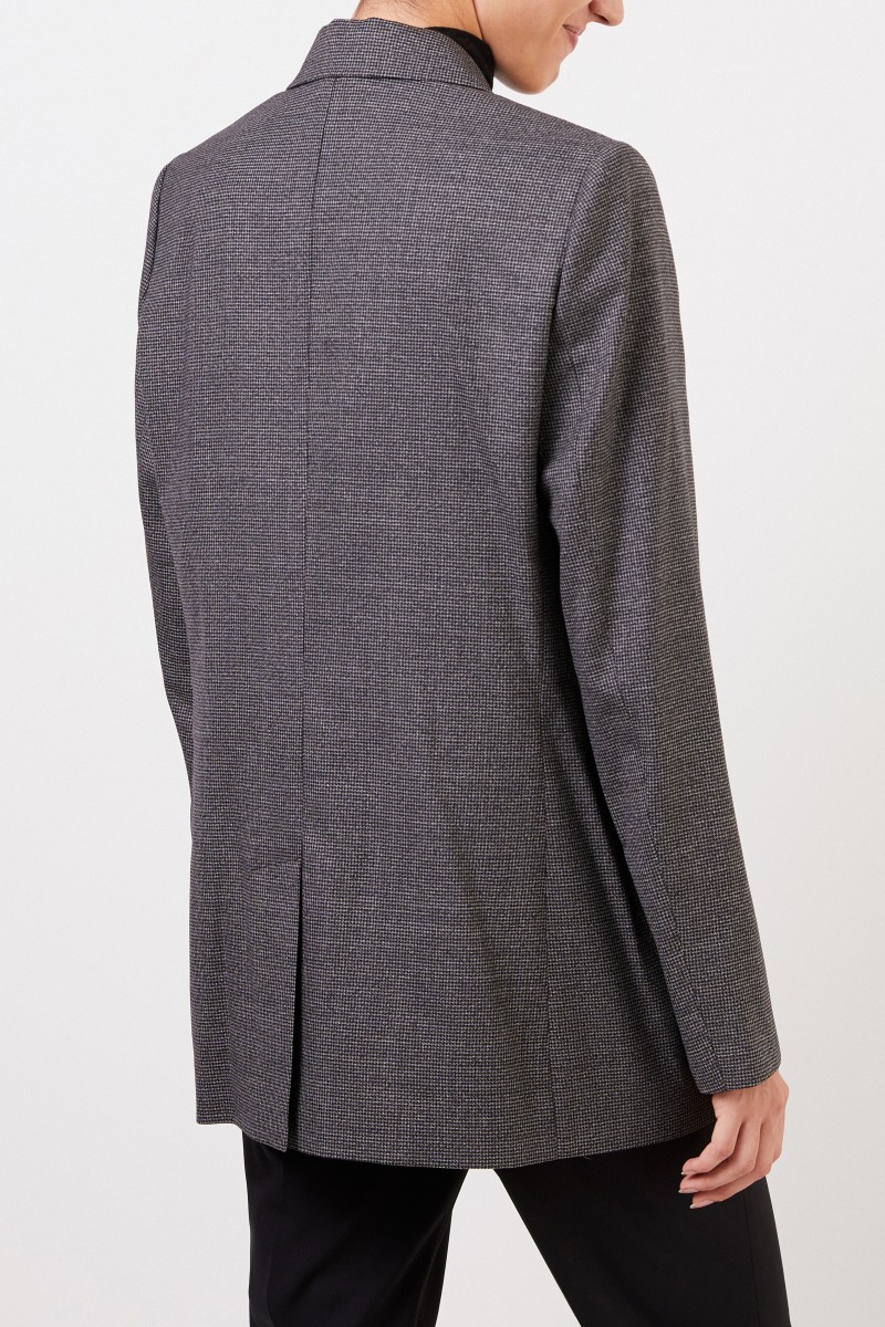 Brunello Cucinelli Karierter Woll-Blazer mit Perlenverzierung Schwarz/Grau