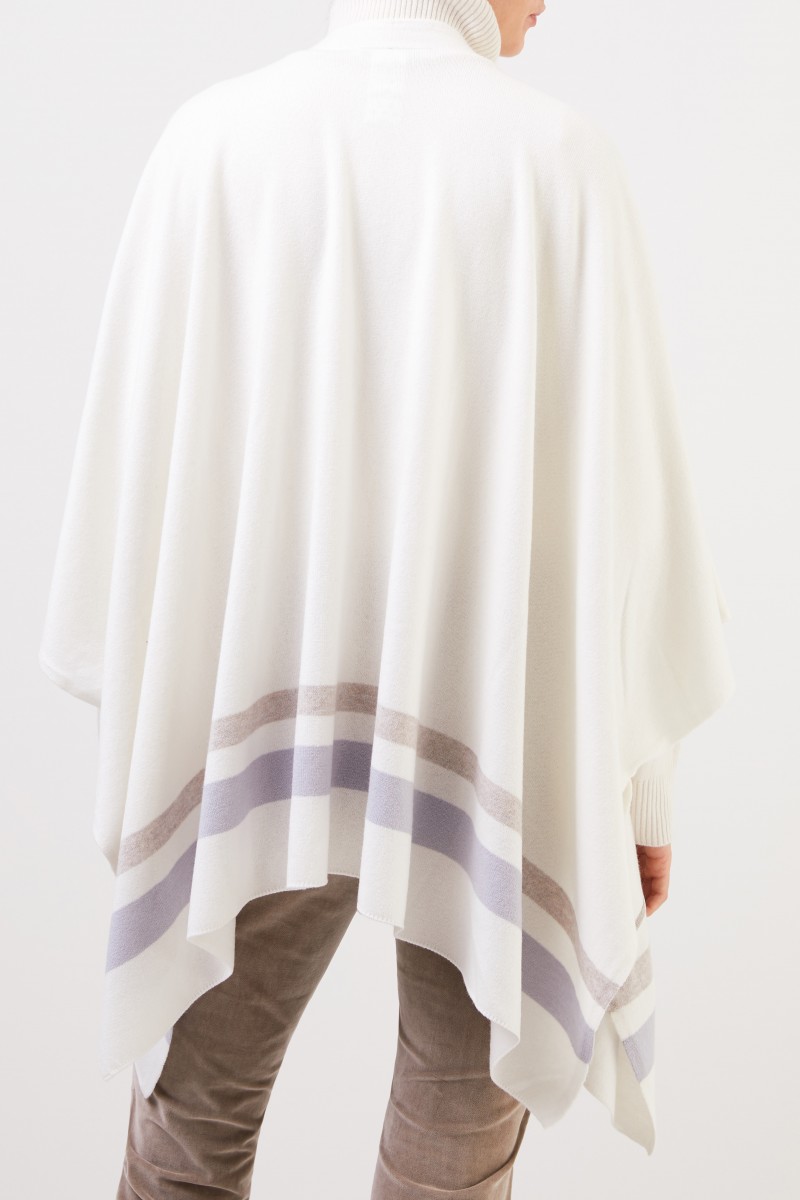 Fabiana Filippi Woll-Seiden-Cape Crème, Beige, Hellblau
