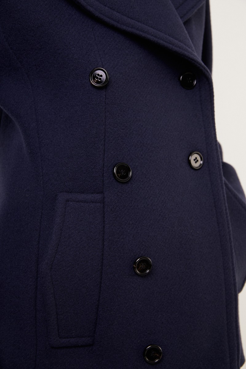 Chloé Zweireihiger Woll-Mantel Abyss Blue