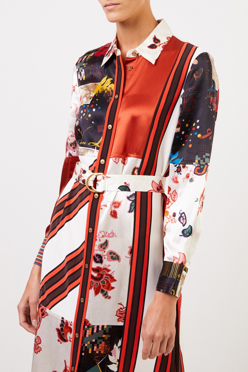 Tory Burch Hemdblusenkleid mit Patchwork Multi