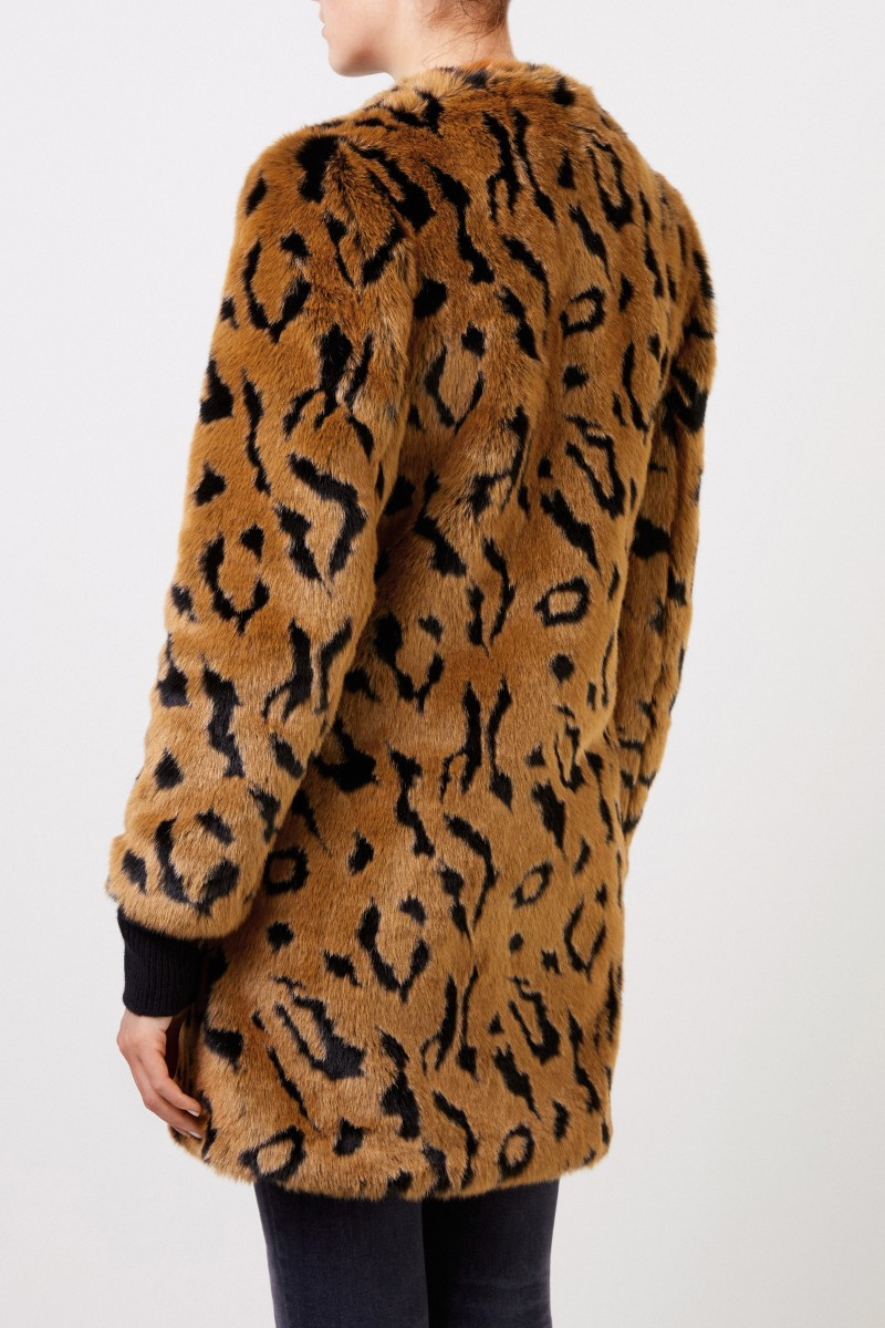 Steffen Schraut Kunstfell-Mantel mit Animalprint Braun/Schwarz
