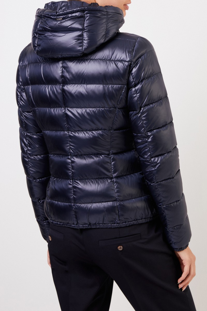 Kurze Daunenjacke mit Kapuze Marineblau