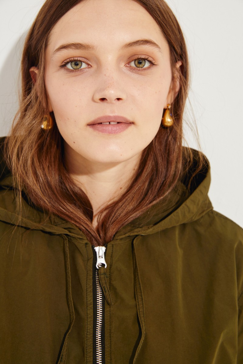 Ausgestellter Parka mit Kapuze Oliv