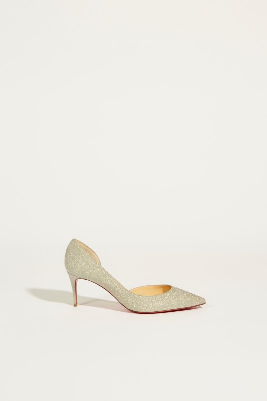 Leder-Pump 'Iriza' mit Glitter Silber