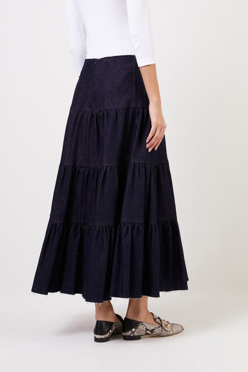 Chloé Ausgestellter Jeansrock Blau