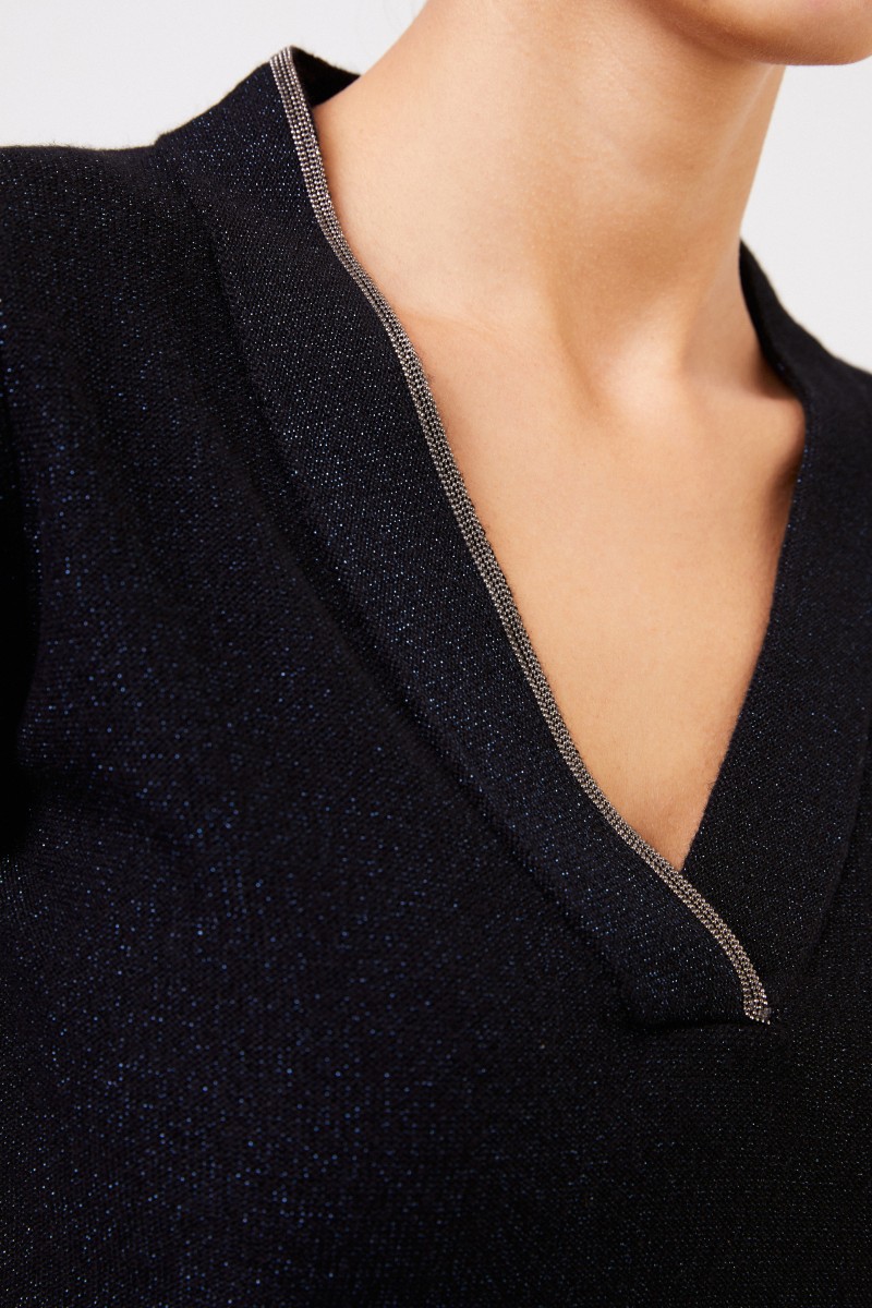Fabiana Filippi Kurzarm Cashmere-Pullover Schwarz
