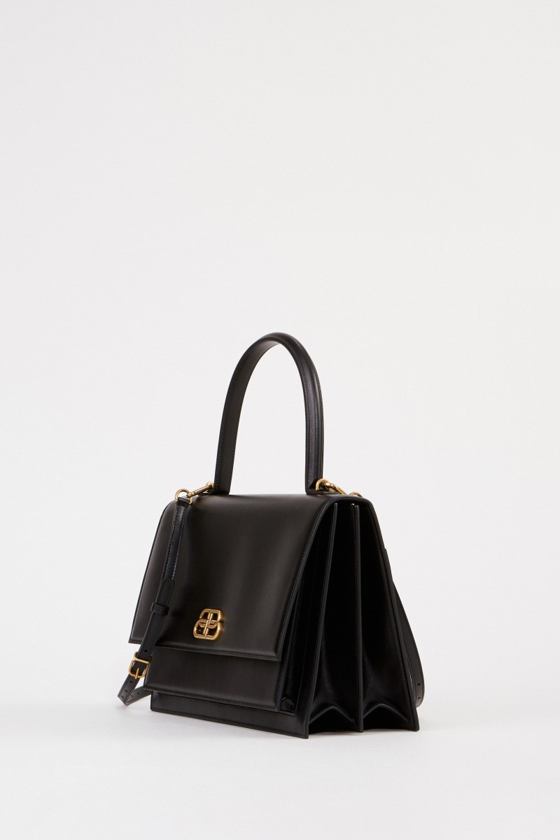 Leder-Tasche mit Logo Schwarz