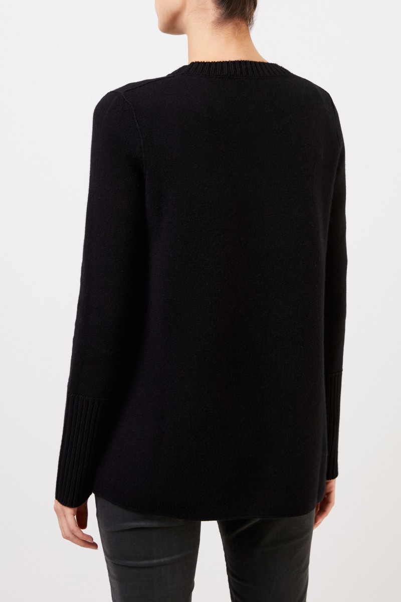 Cashmere-Doubleface-Pullover 'Posy' Schwarz