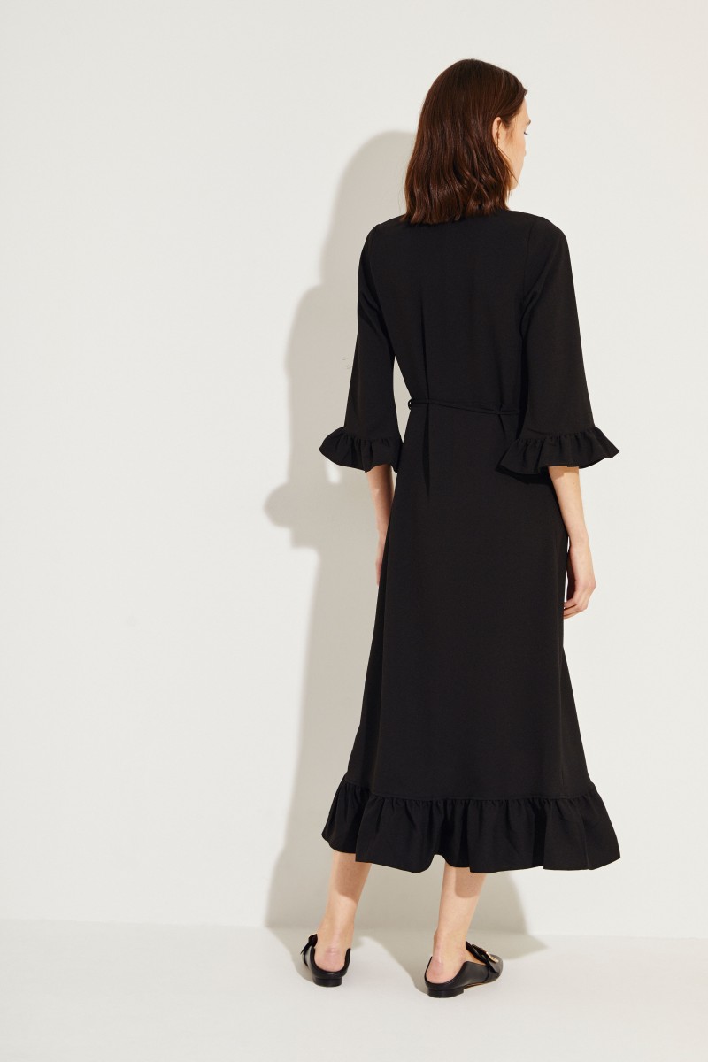 Wickelkleid 'Heavy Crepe' Schwarz