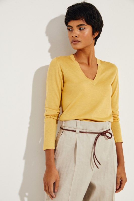 Cashmere-Seiden Shirt Gelb