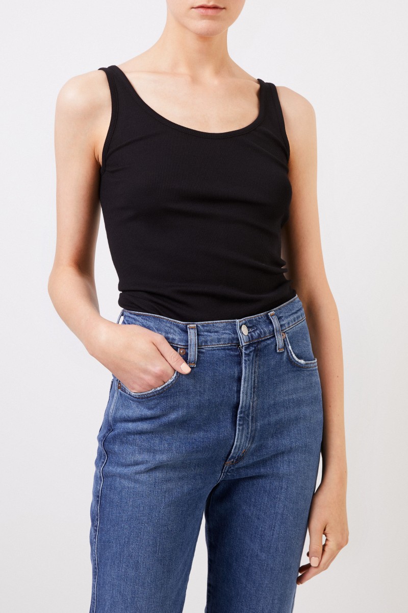 Vince Geripptes Tank-Top Schwarz