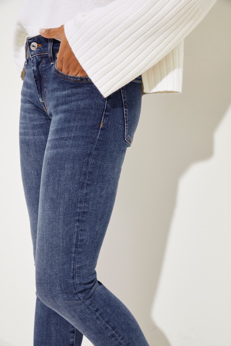 Mid-Rise Skinny Jeans 'Roxanne' Blau