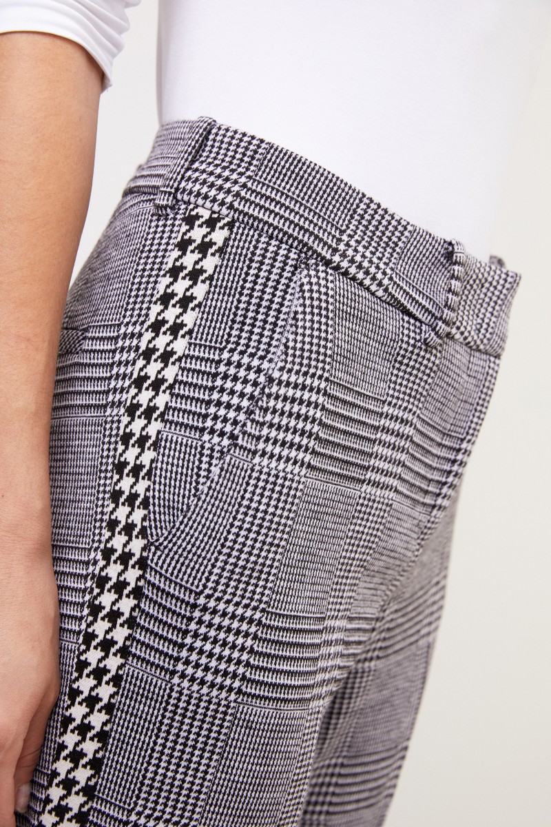 Cambio Woll-Hose 'Malice' mit Glencheck Schwarz/Weiß