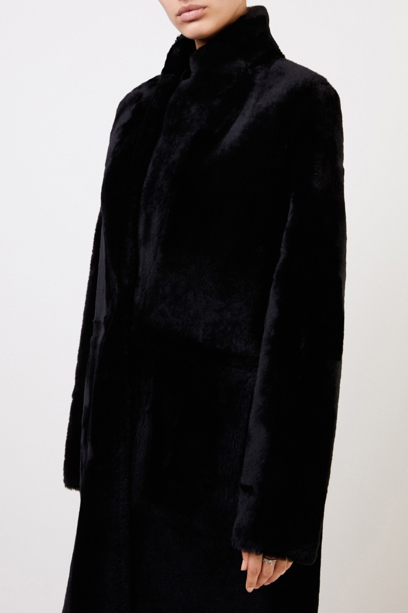 Yves Salomon Lammfellmantel Schwarz