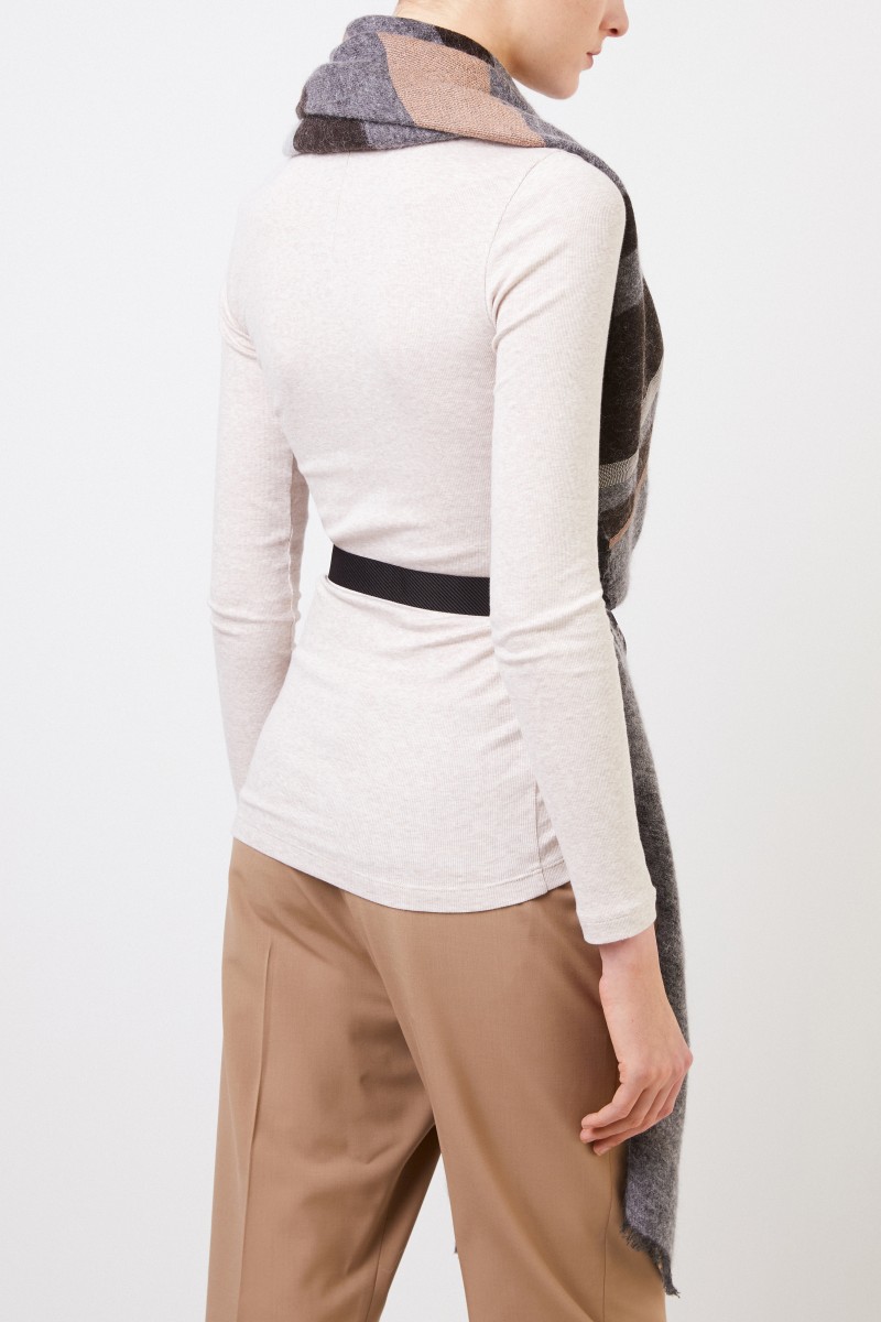 Cashmere-Schal mit Gürtel Grau/Beige