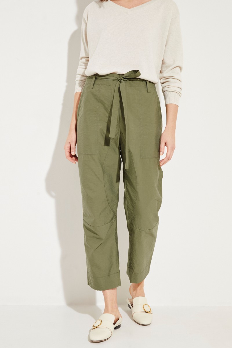 Baumwoll-Hose mit Gürtel Grün