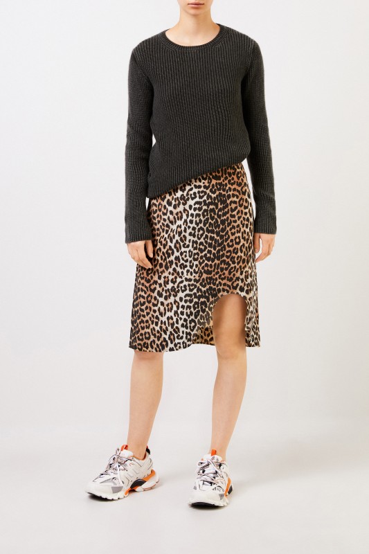 Ganni Seiden-Rock mit Leoprint Multi