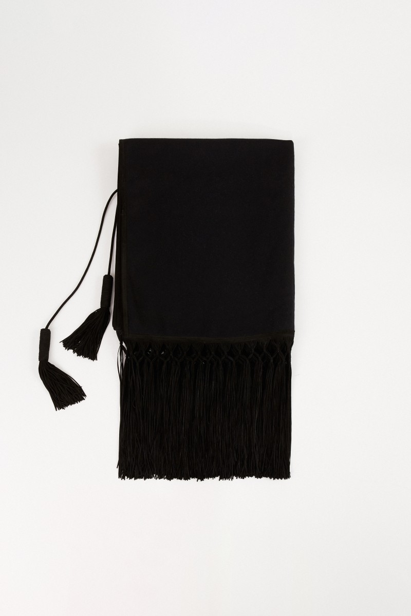 Saint Laurent Cashmere-Plaid mit Fransen Schwarz