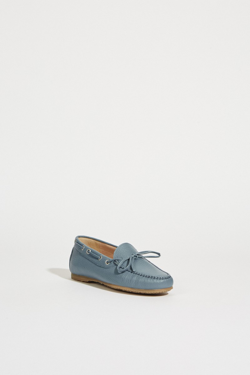 Leder-Schuh mit Schleife Blau
