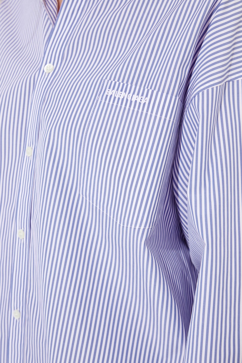 Oversize Bluse Blau/Weiß