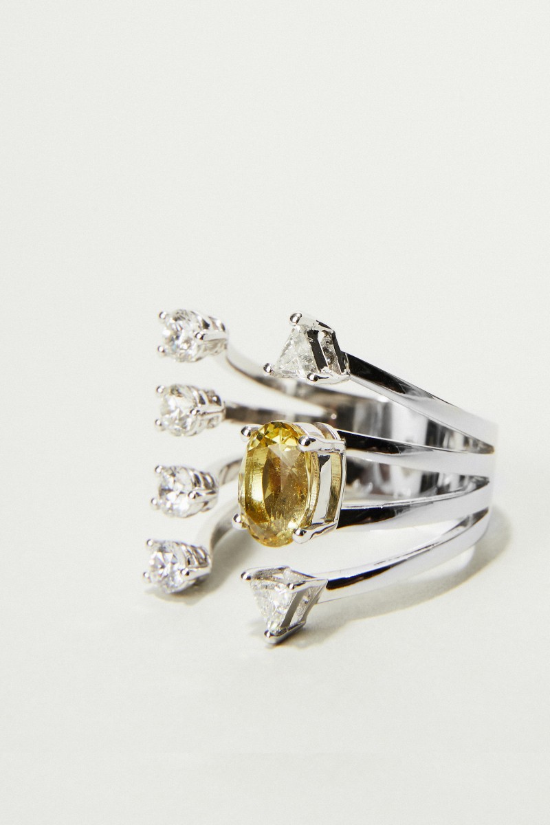 Delfina Delettrez Ring 'Today Tomorrow Dots' Weißgold/Aquamarin