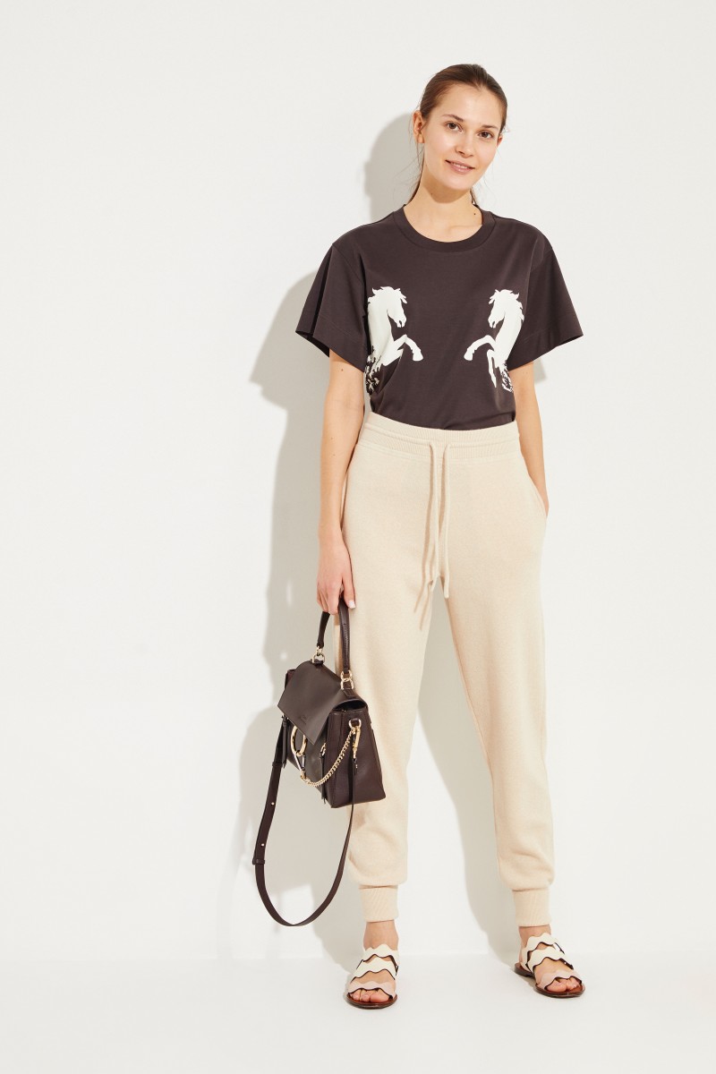 T-Shirt mit Pferde-Aufdruck Braun