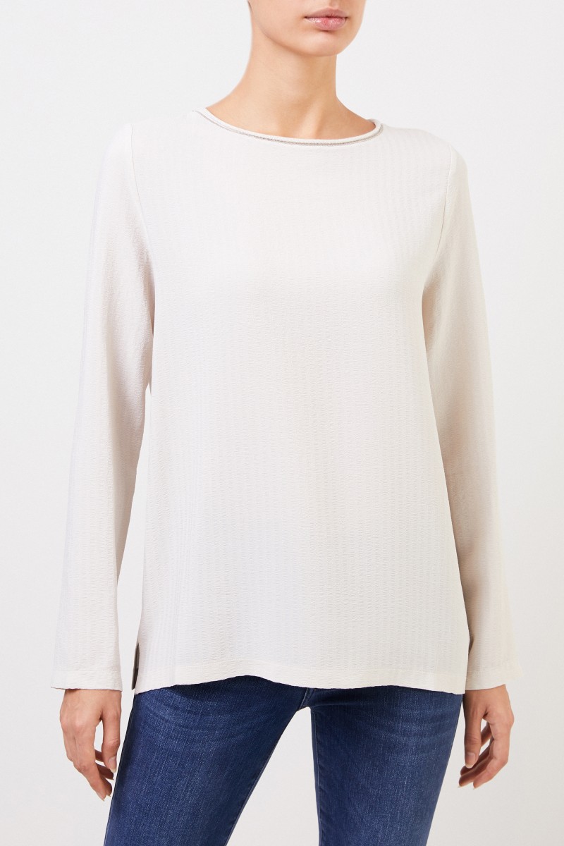 Fabiana Filippi Bluse mit Perlenverzierung Beige