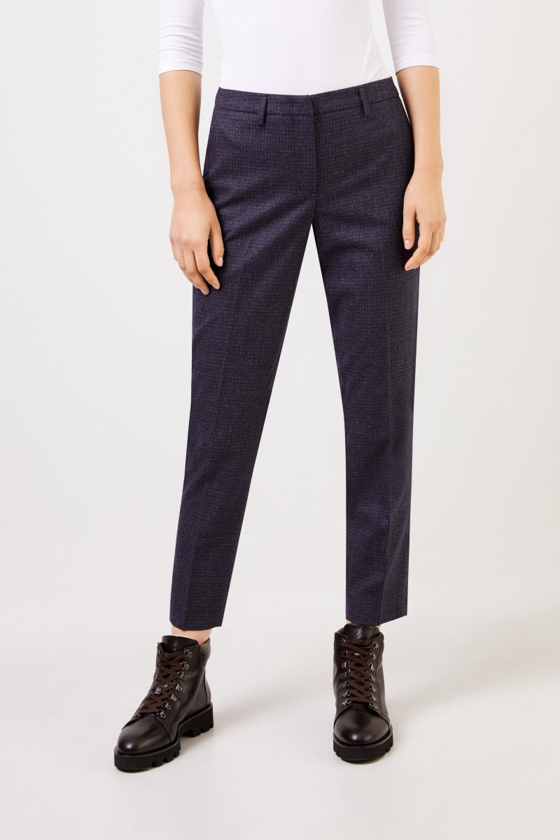 Fabiana Filippi Woll-Hose mit Glencheck Dunkelblau/Grau
