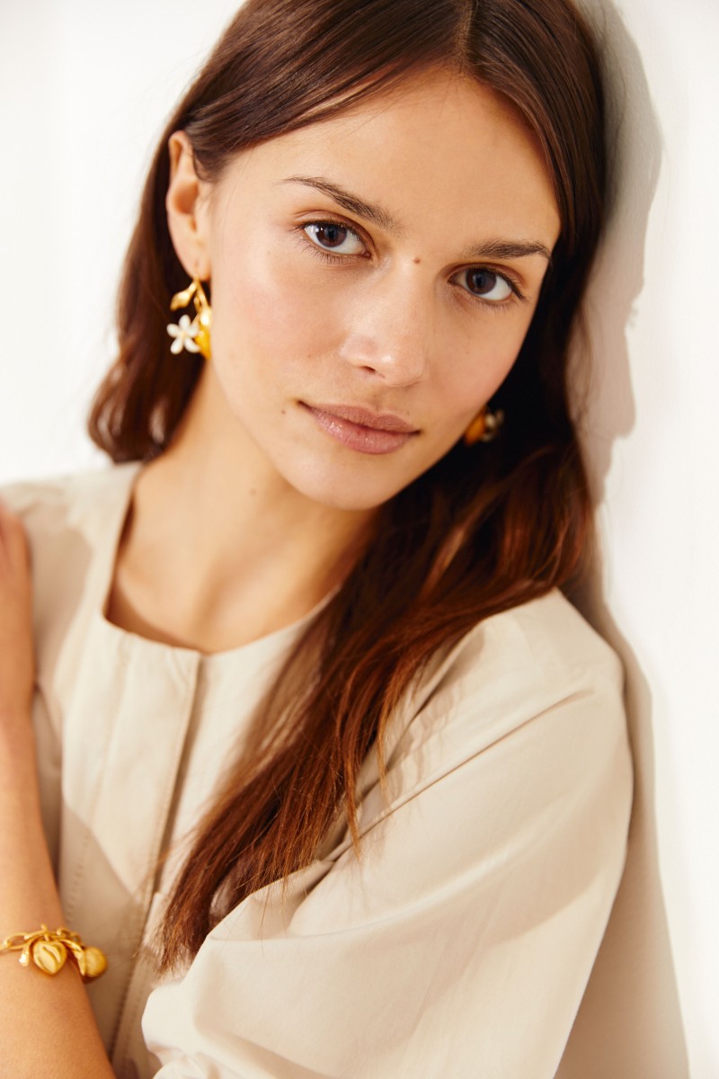 Midikleid mit Kordelzug-Element Beige
