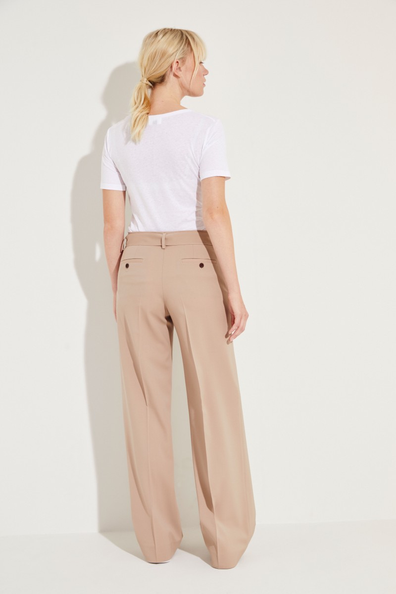 Woll-Hose 'Izabel' mit Gürtel Beige
