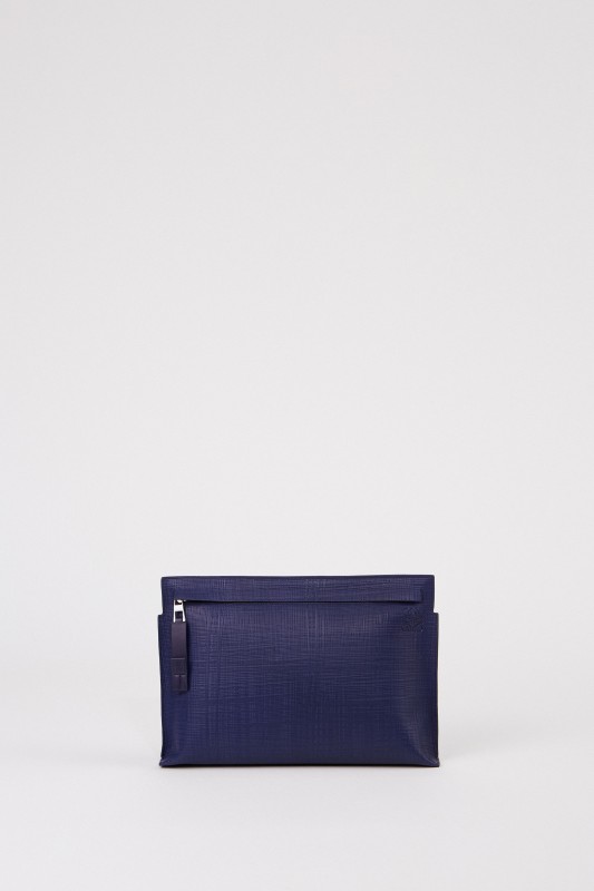 Strukturierte Clutch 'T Pouche Linen' Marineblau