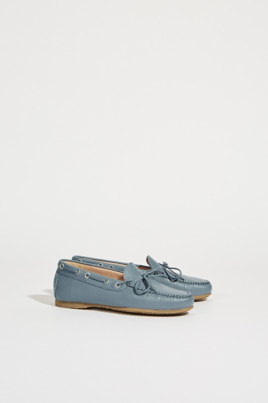 Leder-Schuh mit Schleife Blau