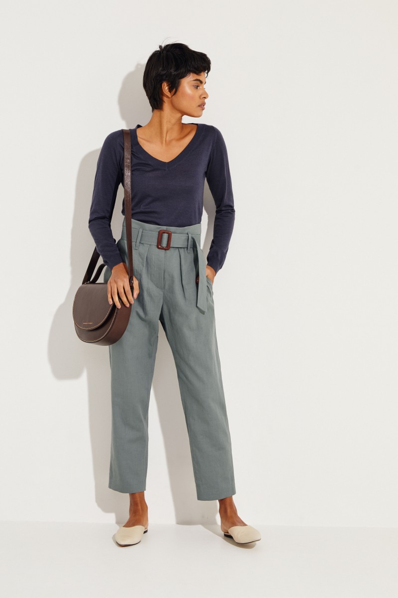 Cashmere-Seiden-Pullover Blau
