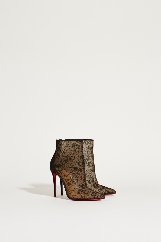 Stiefelette 'Psybootie' aus Netz und Spitze Schwarz
