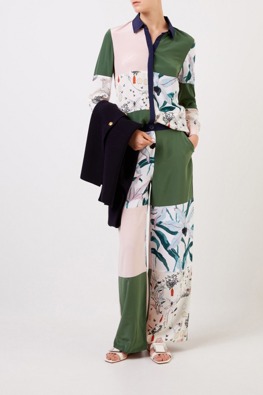 Tory Burch Seidenbluse mit Patchwork-Print Multi
